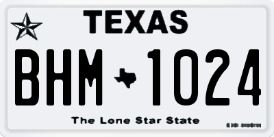 TX license plate BHM1024