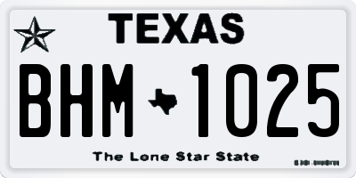 TX license plate BHM1025
