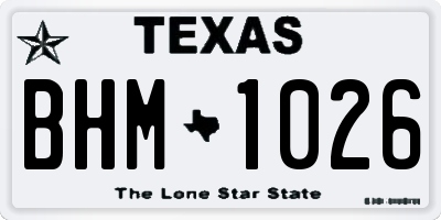 TX license plate BHM1026