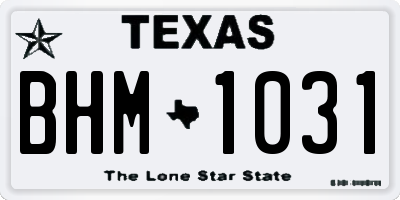 TX license plate BHM1031