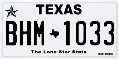 TX license plate BHM1033