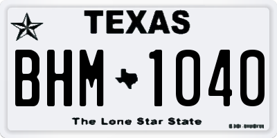 TX license plate BHM1040