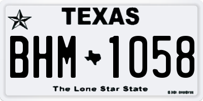 TX license plate BHM1058