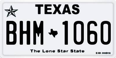 TX license plate BHM1060