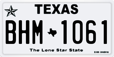 TX license plate BHM1061