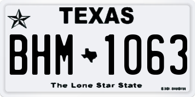 TX license plate BHM1063