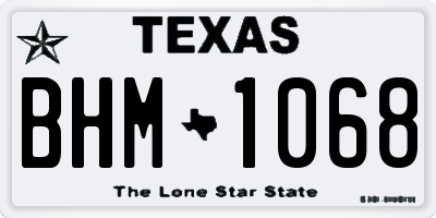 TX license plate BHM1068