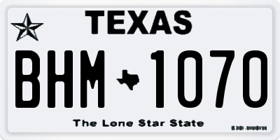 TX license plate BHM1070