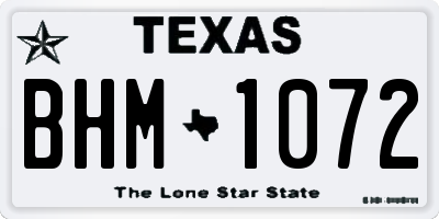 TX license plate BHM1072