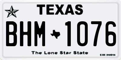 TX license plate BHM1076