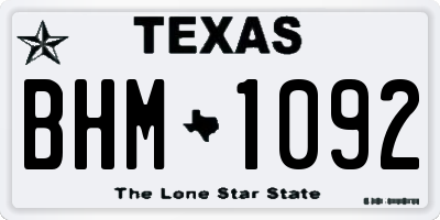 TX license plate BHM1092