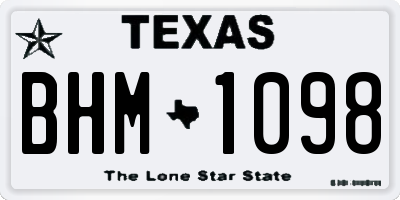 TX license plate BHM1098
