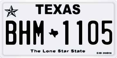 TX license plate BHM1105