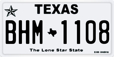 TX license plate BHM1108