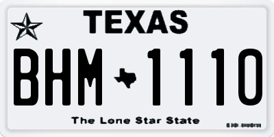 TX license plate BHM1110