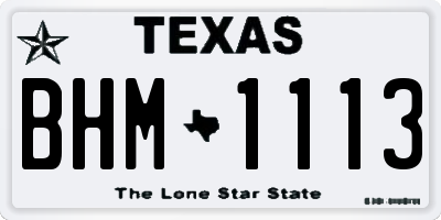 TX license plate BHM1113