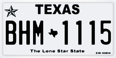 TX license plate BHM1115