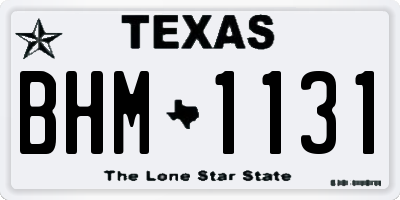 TX license plate BHM1131