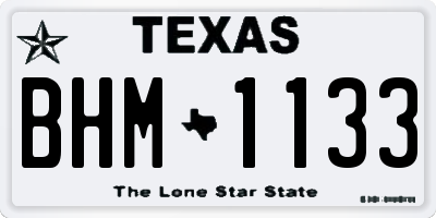 TX license plate BHM1133