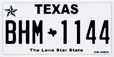 TX license plate BHM1144