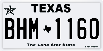 TX license plate BHM1160