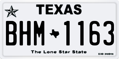 TX license plate BHM1163