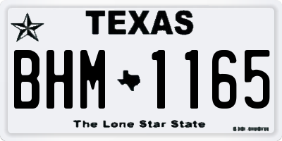 TX license plate BHM1165