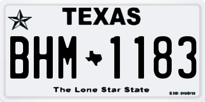 TX license plate BHM1183