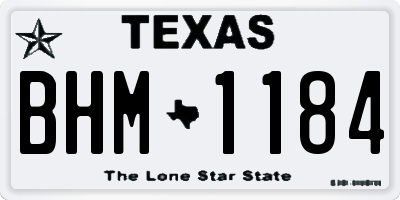 TX license plate BHM1184