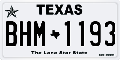 TX license plate BHM1193