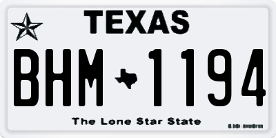 TX license plate BHM1194