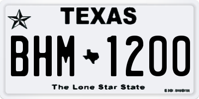 TX license plate BHM1200