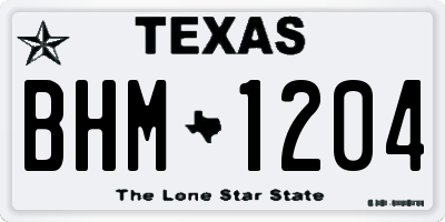 TX license plate BHM1204