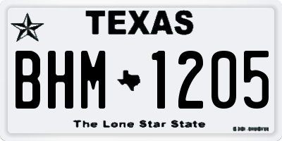 TX license plate BHM1205