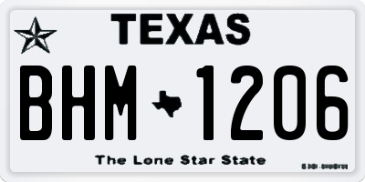 TX license plate BHM1206
