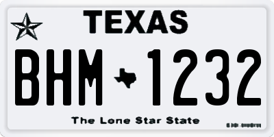 TX license plate BHM1232