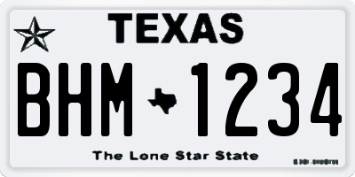 TX license plate BHM1234