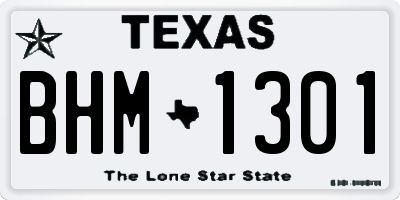 TX license plate BHM1301
