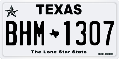 TX license plate BHM1307