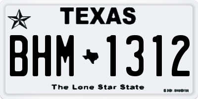 TX license plate BHM1312