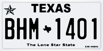 TX license plate BHM1401