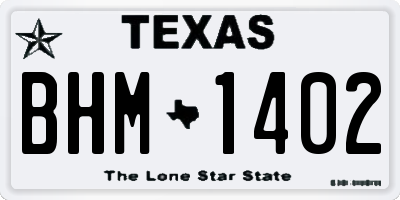 TX license plate BHM1402