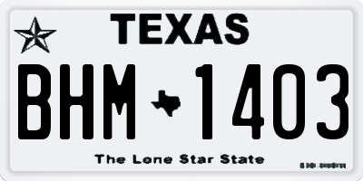 TX license plate BHM1403