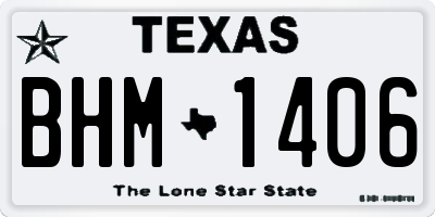 TX license plate BHM1406