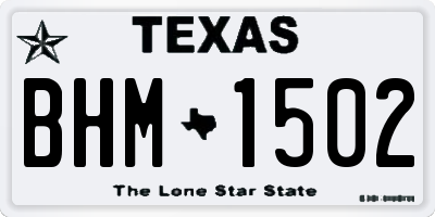 TX license plate BHM1502