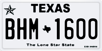 TX license plate BHM1600
