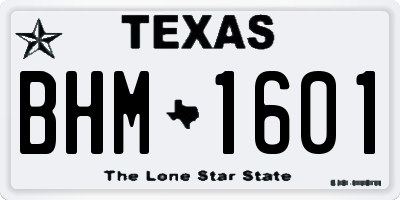 TX license plate BHM1601