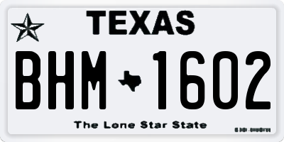 TX license plate BHM1602