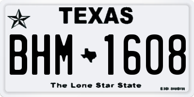 TX license plate BHM1608