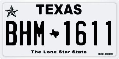 TX license plate BHM1611